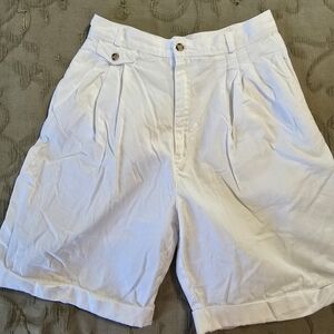 Women's Rafaella White Pleated High-Waist Cottin Shorts- Size 10